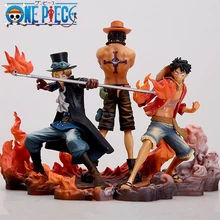 3PCS Anime One Piece Figurine Monkey D Luffy Ace  Sabo Three Brothers  Set PVC Action  Collection Model Toys doll Portgas·D· Ace