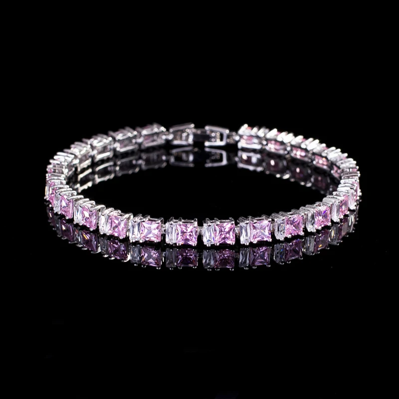 BeaQueen модный бренд квадратный вырез зеленый и белый кубический циркон кристалл