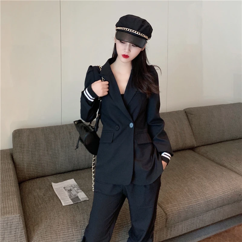 Модные брючные костюмы для женщин осень зима новый стиль армейский зеленый