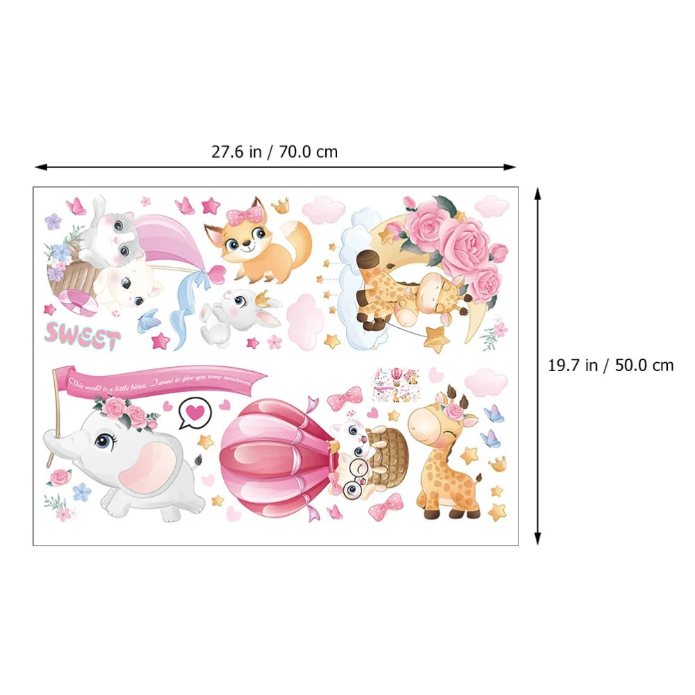 

3pcs Removable Kids Room Wall Stickers Adorable Cartoon DIY Wall Decals