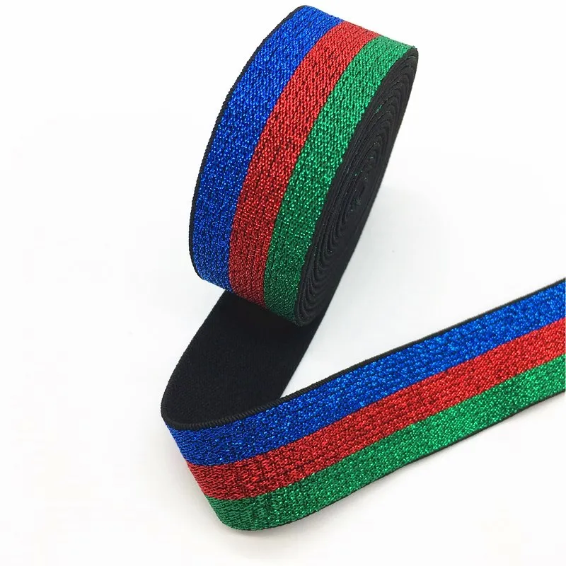 Цветная блестящая эластичная повязка 25 мм высококачественные нейлоновые мягкие