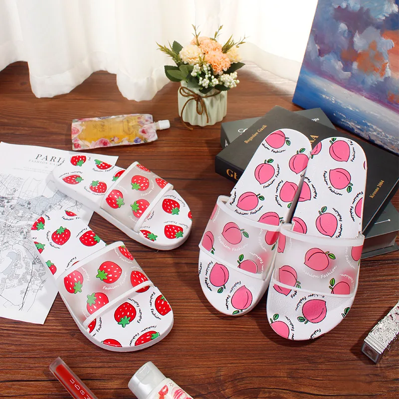 Summer Slippers Women Slides Female Shoes Cartoon Fruit Strawberry Pineapple Peach Girl Flip Flops Slide Sandals Beach Slides