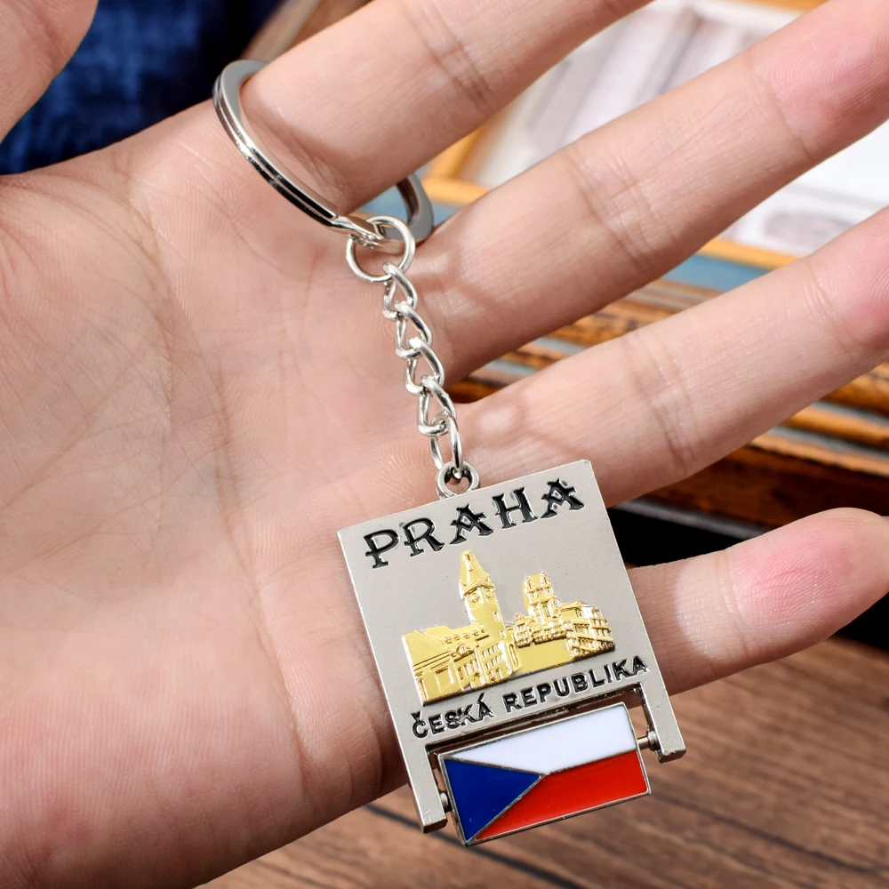 Vicney Новые Креативные известная достопримечательность вращающийся флаг Чехии брелок высококачественный Прага путешествия сувенир, брелок для друга