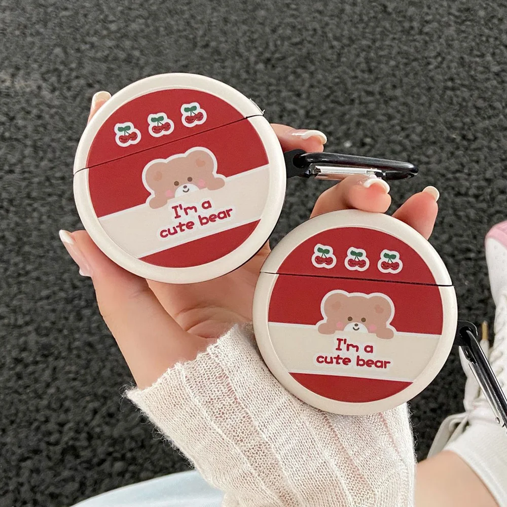

1Pc Bear Pattern Earphone Organizer Compatible for Huawei Freebuds3 (Red)