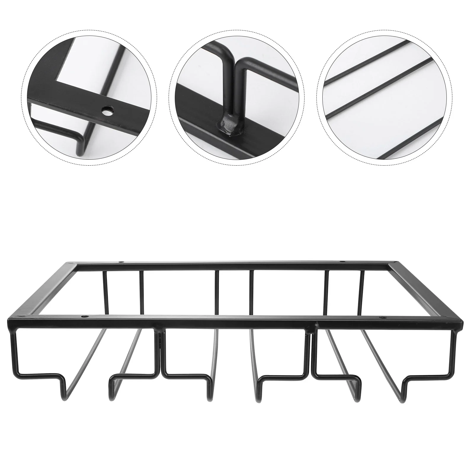 

European Glasses Holder Wrought Iron Three Rows Upside Down Goblets Display Rack Home Bar Stand (Black)