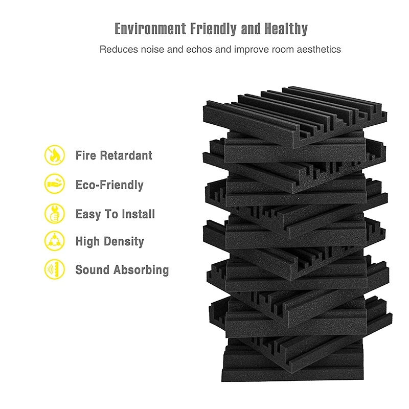 

24 Pcs Black Acoustic Foam Panels,Studio Wedge Tiles,Sound Panels Wedges Soundproof Sound Insulation Absorbing,30X30X5cm