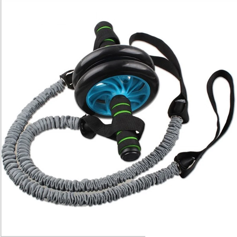 

Waist Abdominal Slimming Equipment Double Wheels Roller Stretch Trainer Resistance Exercise Fitness Elastic Pull Rope