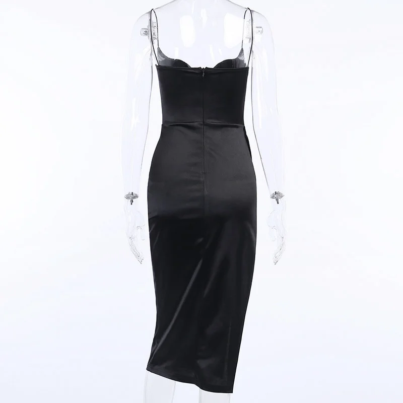 

Aisa Strapped Split Sexy Long Dress Women Peach Collar Sleeveless Elegant Party Dress Summer Dresses Club Clothes Outfits
