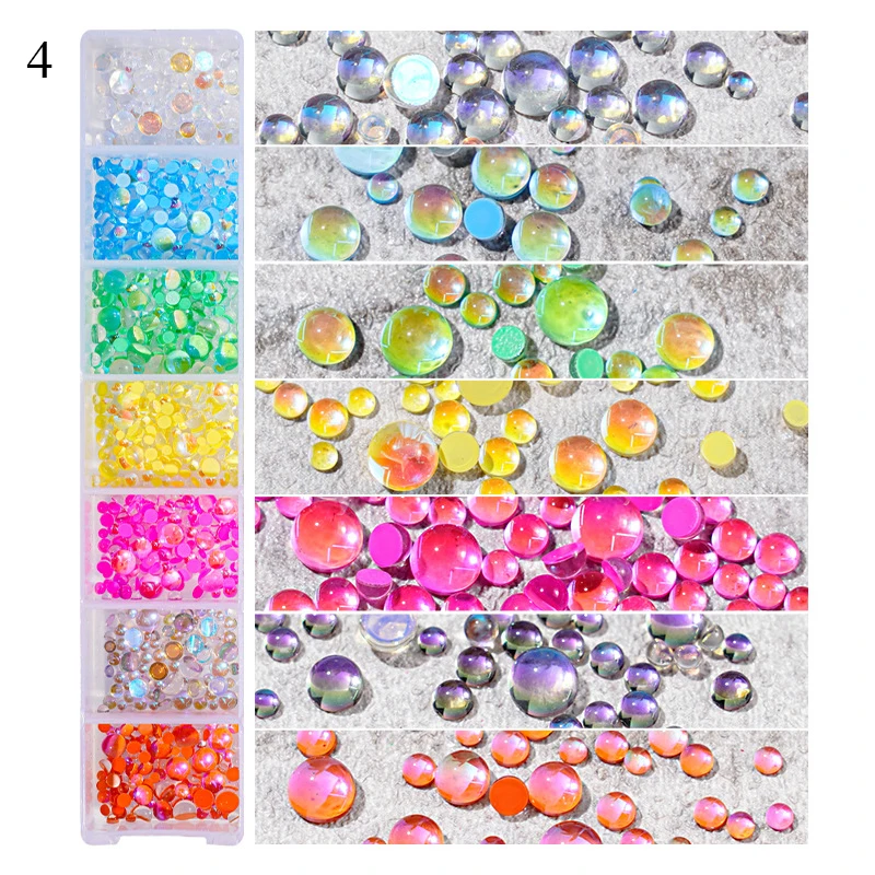 

1Box Nails Art Decorations Heart-shaped Rhinestone Manicure Mermaid Nail Beads DIY Aurora Candy Colors Nail Art Accessories