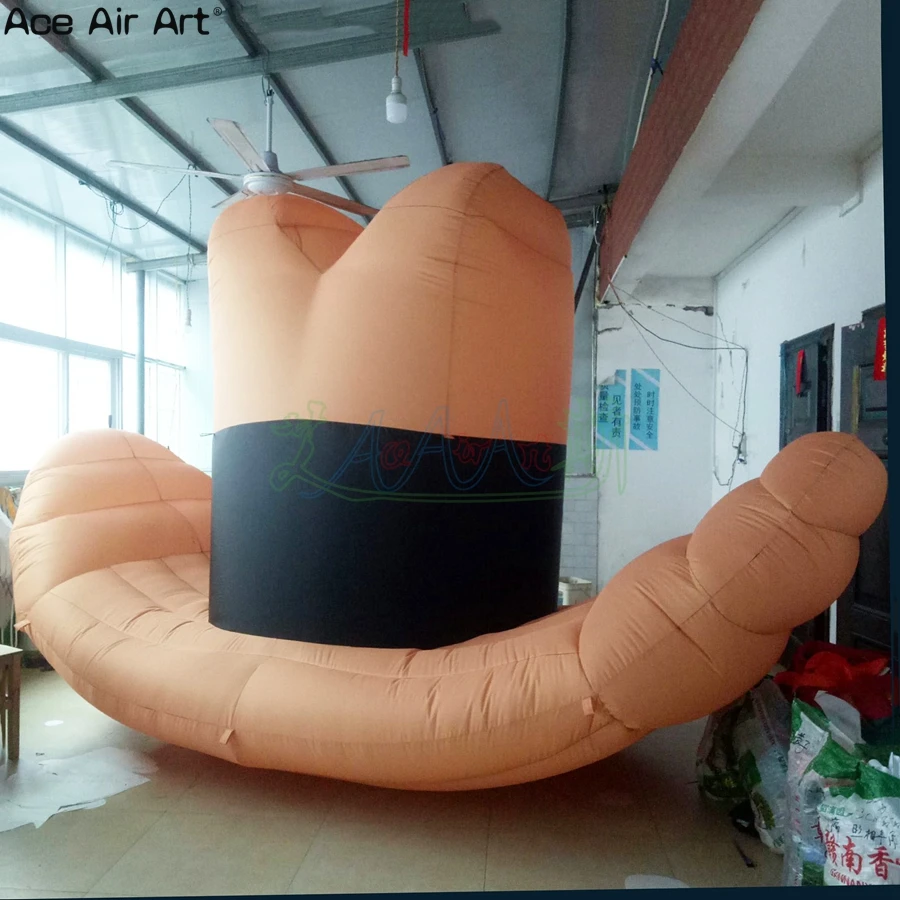 Высшее качество 2 м высокая желтая шляпа Реплика надувной ковбойский головной