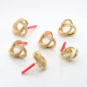 Модные золотые полые серьги-подвески в форме цветов из цинкового сплава, 6 шт.Лот, серьги-подвески сделай сам, аксессуары для изготовления ювелирных изделий