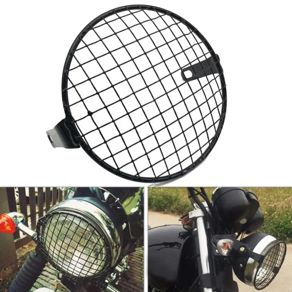 

Universal Lampshade Durable Motorcycle Square Grid Metal Headlight Grille Protector Guard Cover Case
