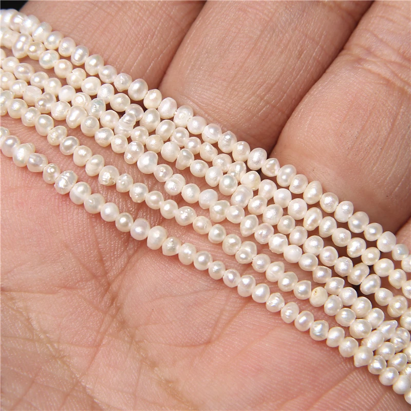 Бусины из натурального жемчуга 2-4 мм белые бусины 100% пресноводного браслет для
