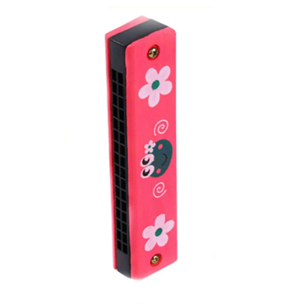 

16 Double Row Wooden Cartoon Harmonica Children Toy