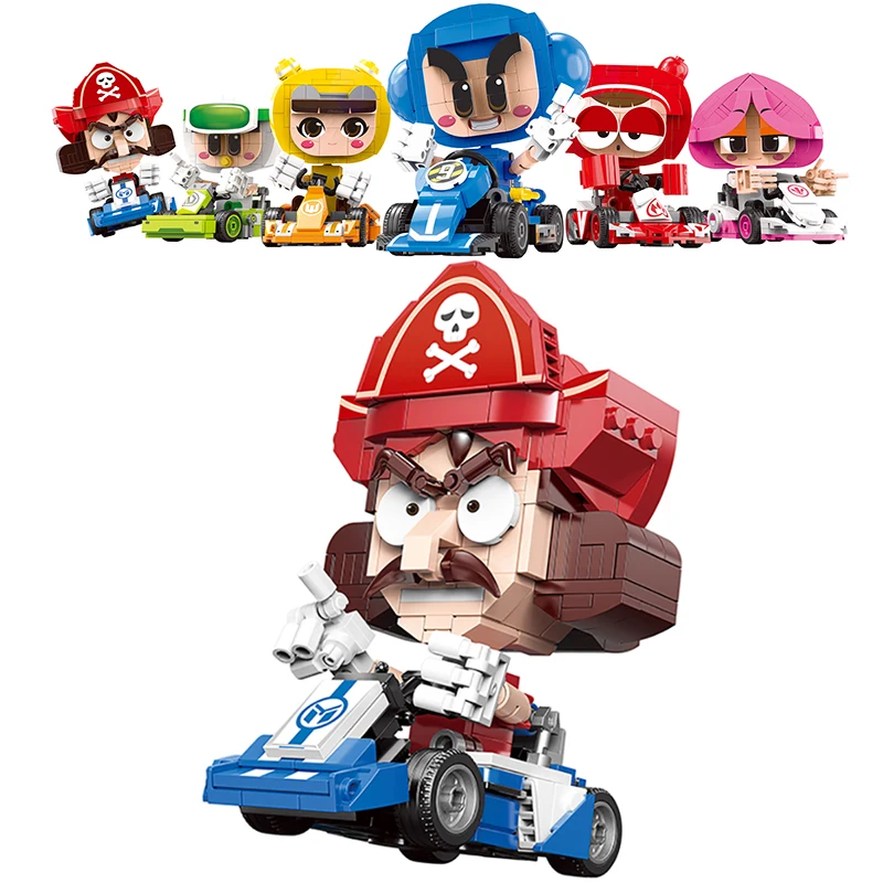 

Kart Racing Series Bricks Toys Character Dolls Captain Skipper Man And Novice Racing Cars Building Blocks Mini Model Kit MOC