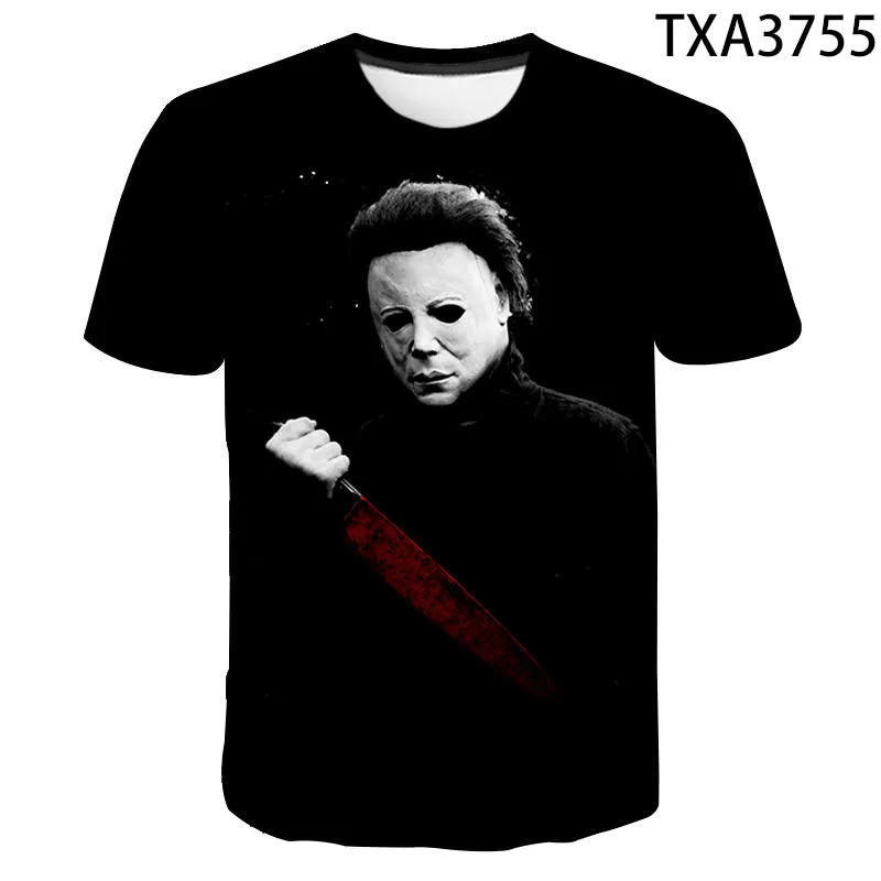 

Newst Summer Tees Halloween Horror Michael Myers 3D Printed Men T shirt Kids Cool Tops Short Sleeve Clothing