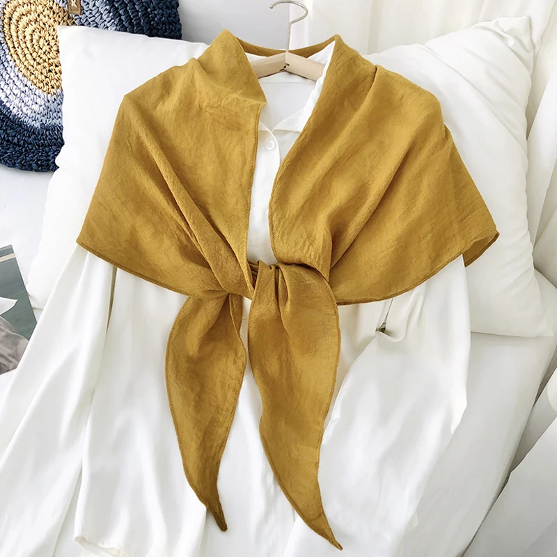 

Женский шелковый шарф MoriBty, весенне-осенний однотонный хлопковый шарф-шаль, шейные галстуки в стиле ретро с ромбом, Пашмина