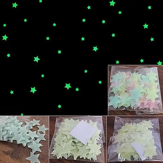 Потолочные настенные наклейки 100/40 шт. флуоресцентные светящиеся 3d-наклейки в