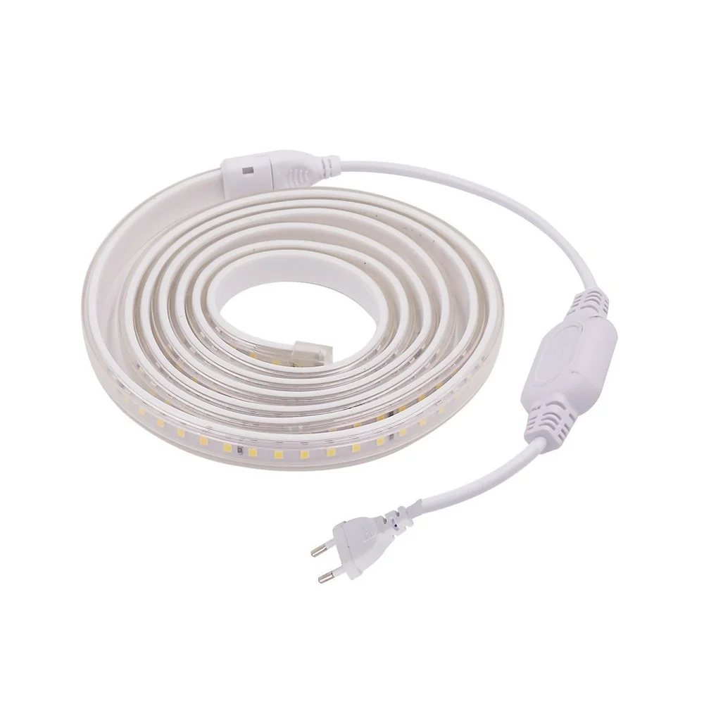 120LED/M SMD 2835 Светодиодные полосы света AC 220V с вилкой питания IP65 водонепроницаемый |