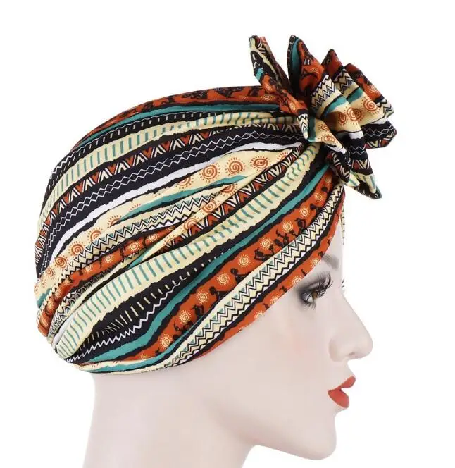 

Fashion Women Muslim Stretch Flower Turban Hat Hair Loss Head Scarf Wrap Floral Indian Cap