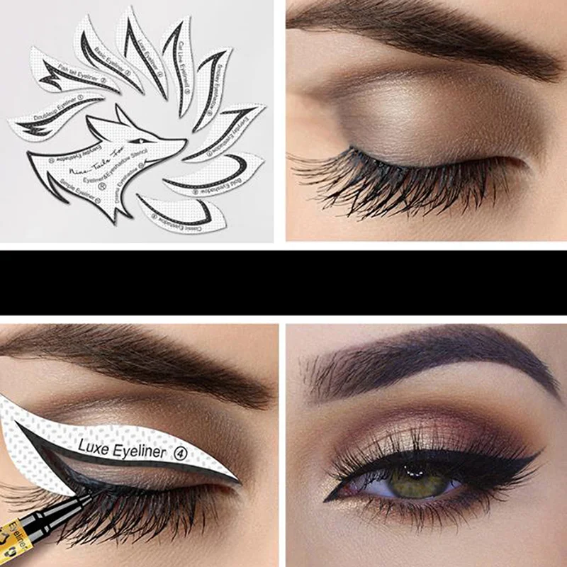 

48PCS Eyeliner Stencils Eye Makeup Template Stickers Card 12 Styles Non-Woven