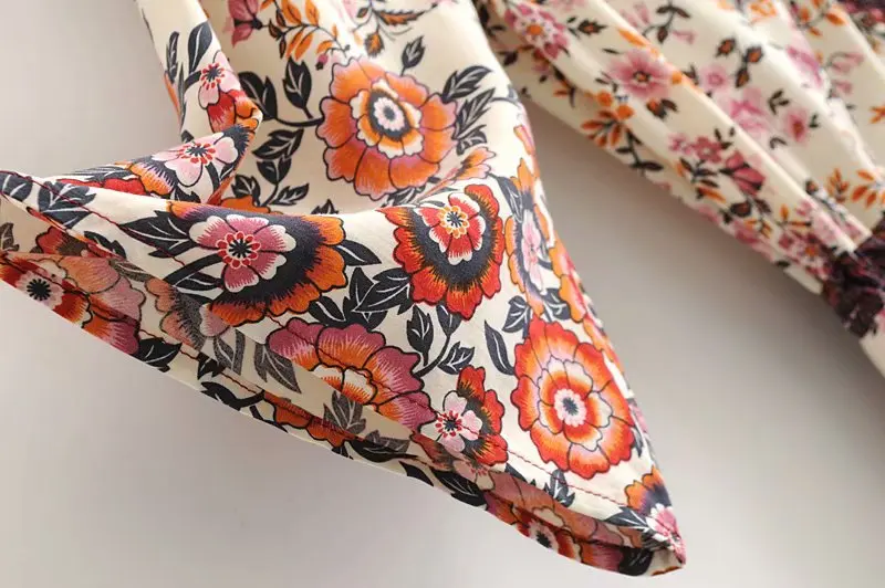 Женское пляжное платье в стиле бохо с цветочным принтом и рукавом летучая