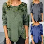 Туника Женская Осенняя с длинным рукавом и цветочным принтом