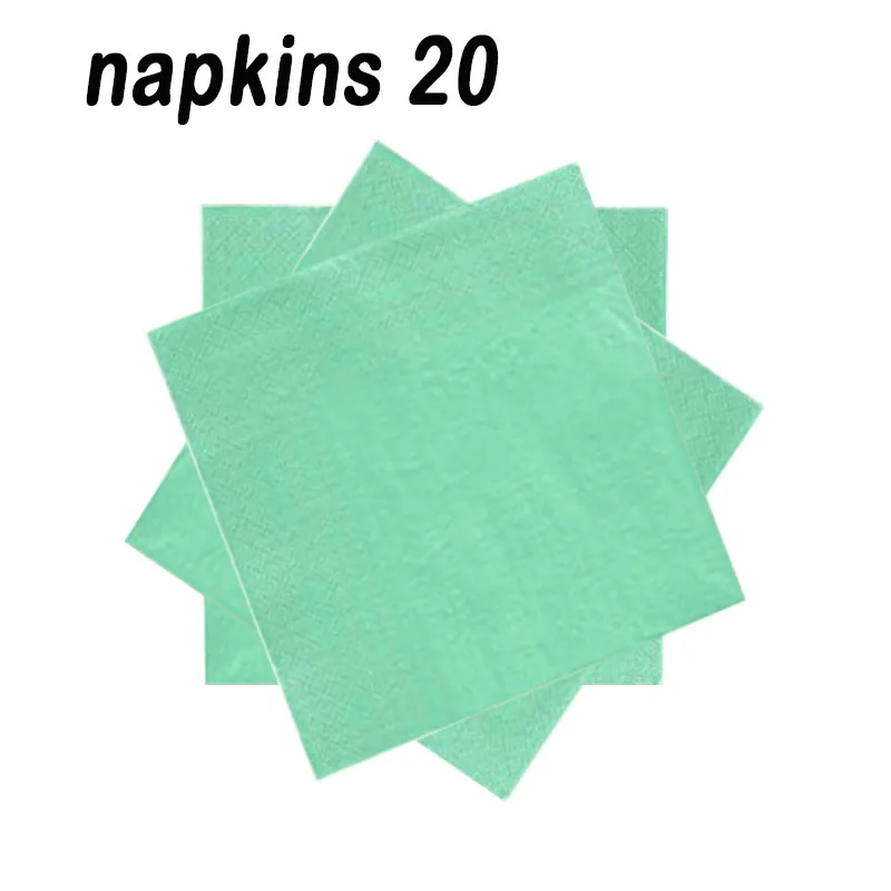 Napkins 20pcs 10 шт., зеленые украшения для тематических вечеринок, тарелки, чашки, посуда для детского душа, праздничные украшения для дня рождения, детские принадлежности для вечеринок - Цвет: Napkins 20pcs