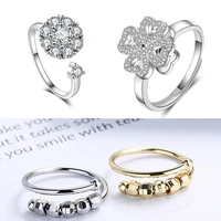 authentic 925 sterling silver rotatable finger rings for women adjustable free size fine jewelry accessory multiple model