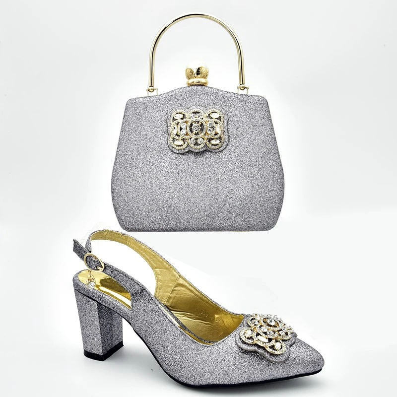 Новейший итальянский комплект из обуви и сумки для женщин вечерние туфли сумочка