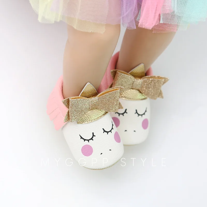 Детские противоскользящие мокасины для детской кроватки с бахромой и помпоном