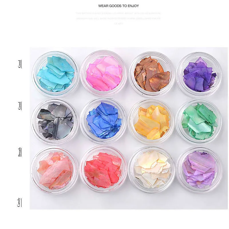 12 видов цветов Абалон аксессуары для ногтей неправильная оболочка