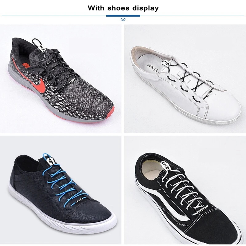 

Elastic Shoelaces Round Slide Up And Down Metal Buckle No Tie Shoelace Suitable For All Kinds Of Shoes Sneakers Lazy Laces T5