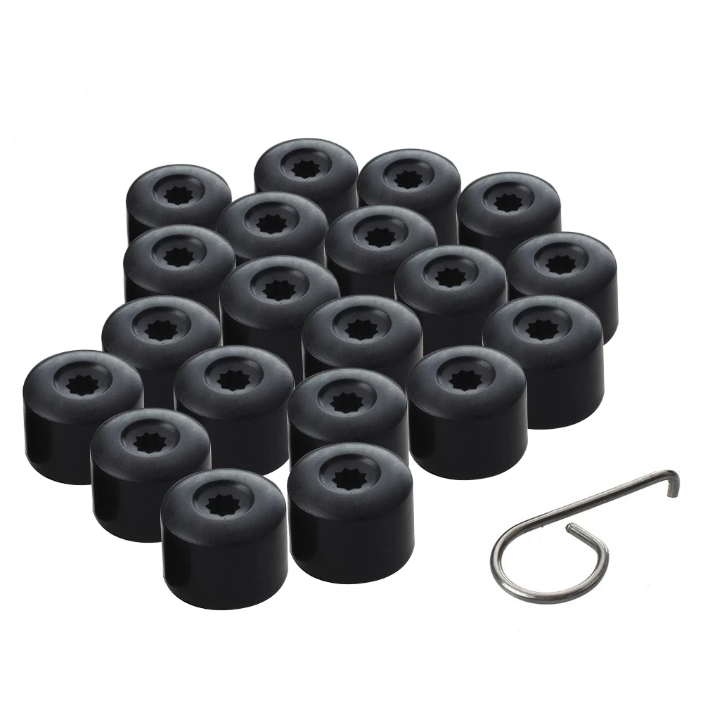 

20pcs 17mm Wheel Lug Nut Bolt Cap Covers With Removal Tool For Volkswagen Beetle Audi Skoda Black Car Styling Car tyre valve