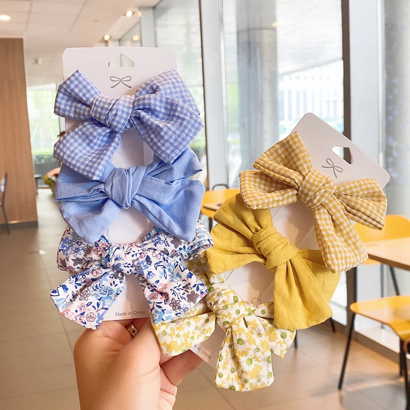

3Pcs Hair Clips for Child Sweet Plaid Hairpins Summer Cute Bows Headdress Hair Clip Duckbill Clips Hair Accessories Barrettes
