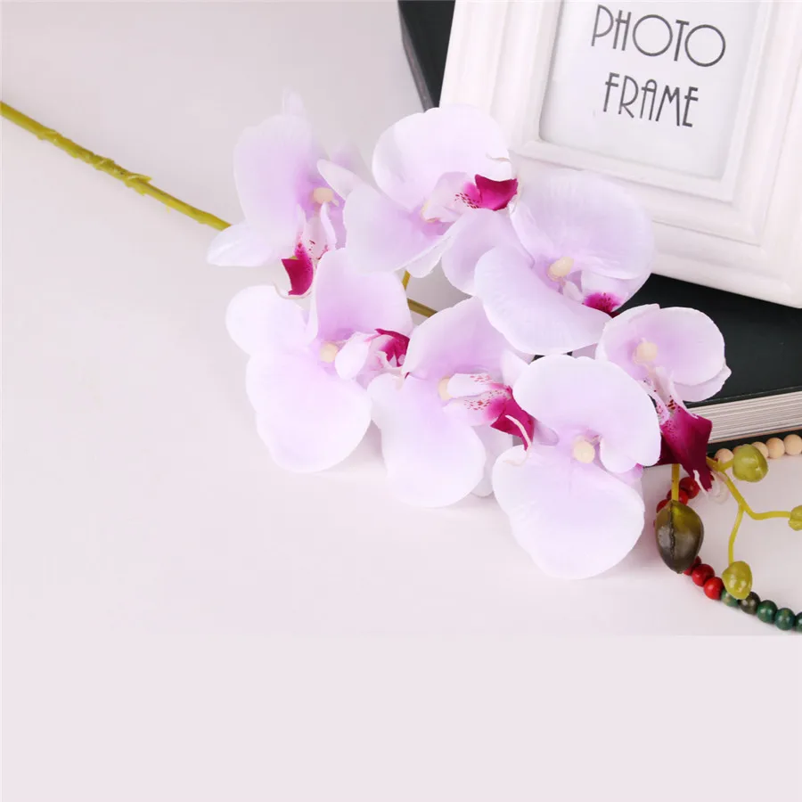 Light purple 1 шт., искусственные растения Орхидея, цветы, сделай сам, искусственная Орхидея, Бабочка, Шелковый букет, фаленопсис, свадебное украшение для дома - Цвет: Light purple