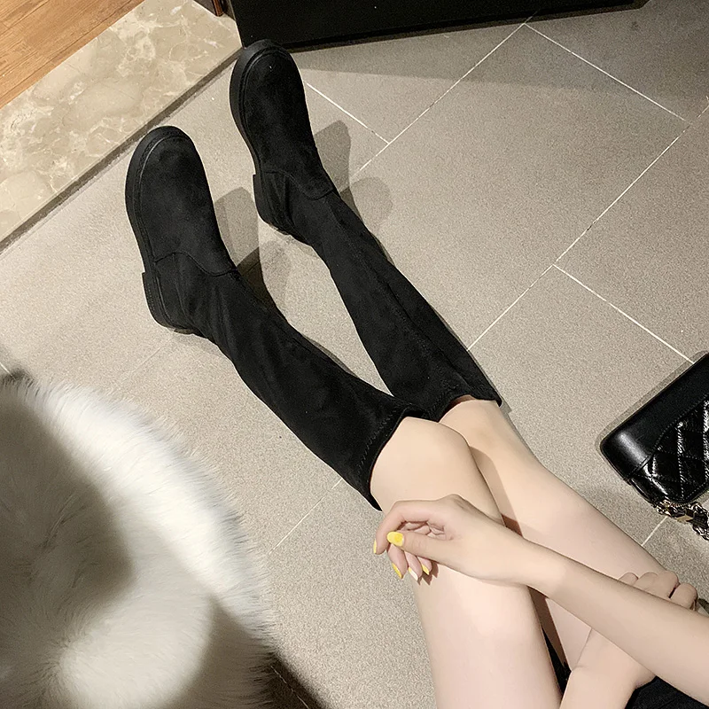 Женские сапоги до колена женские удобные зимние из флока высокие ярких цветов