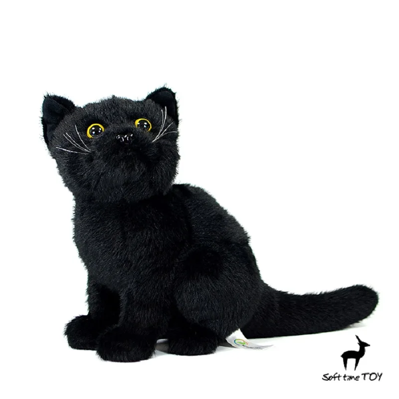 

real life toy about 27cm black cat plush toy soft doll baby toy birthday gift h2388