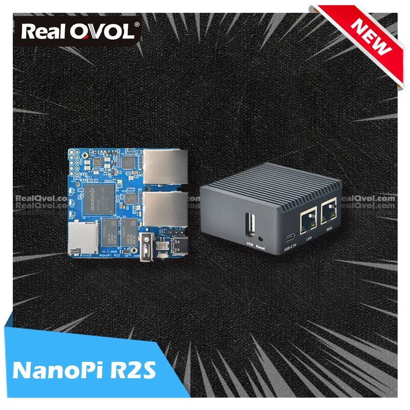 Шлюз Ethernet RealQvol FriendlyELEC 2021 новый NanoPi R2S два Гбит/с поддержка OpenWrt LEDE SSR V2ray плата Linux