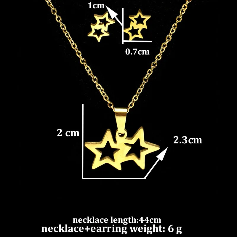 fengnee luxury Stainless Steel Jewelry sets For Women Love Gold Pendant star Necklace | Украшения и аксессуары