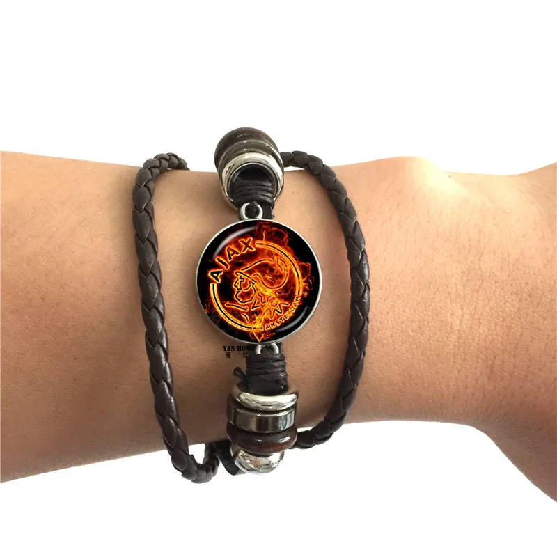 

Handmade leather bracelet, glass dome, instant memory, collecting souvenirs for friends who like football
