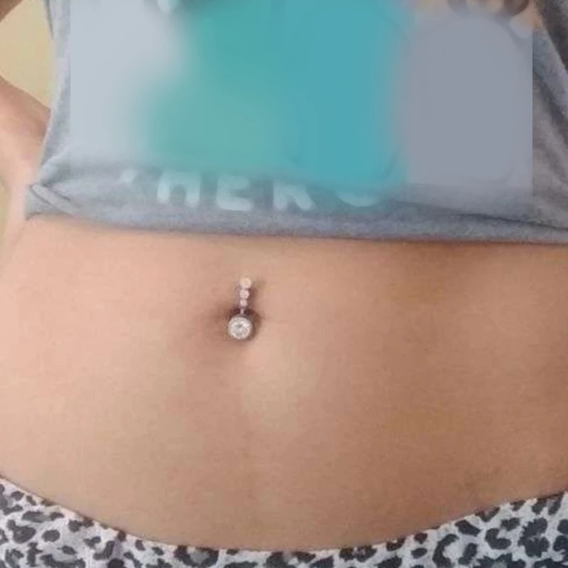 4 Diamond Zircon Belly Button Rings for Women Round Ball Navel Barbell Stud Body Piercing Jewelry Hypoallergenic