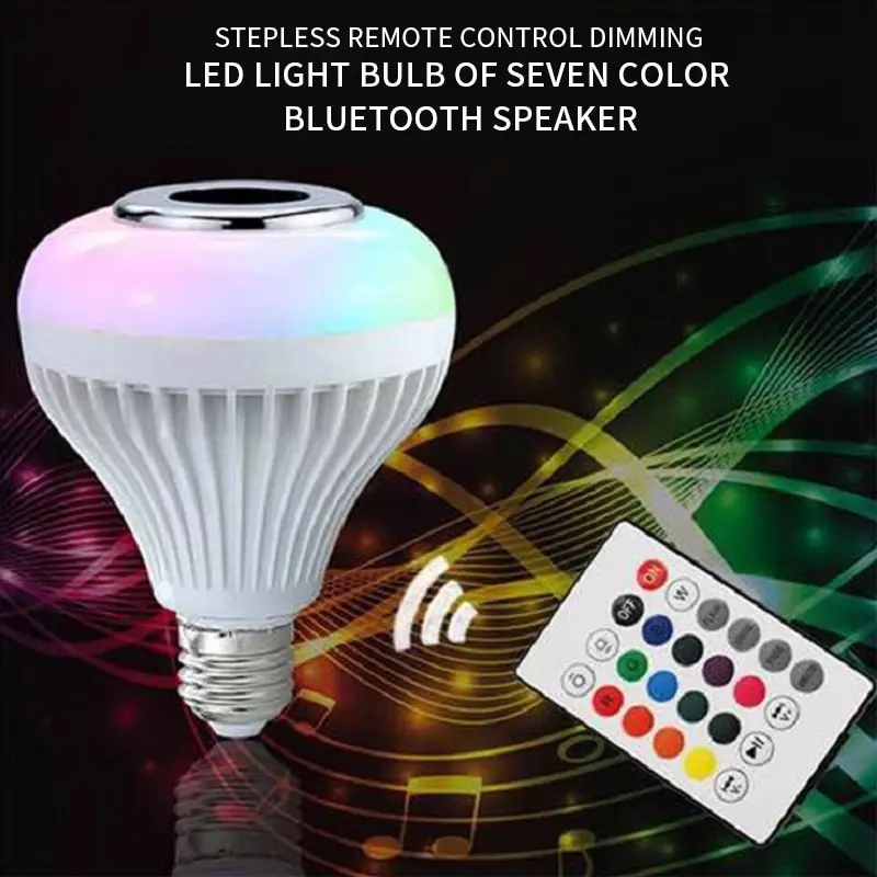 

Bluetooth Light Bulb Speaker Smart LED RGB Color Bulb Light E27 with Remote Control Multicolor Lights E27