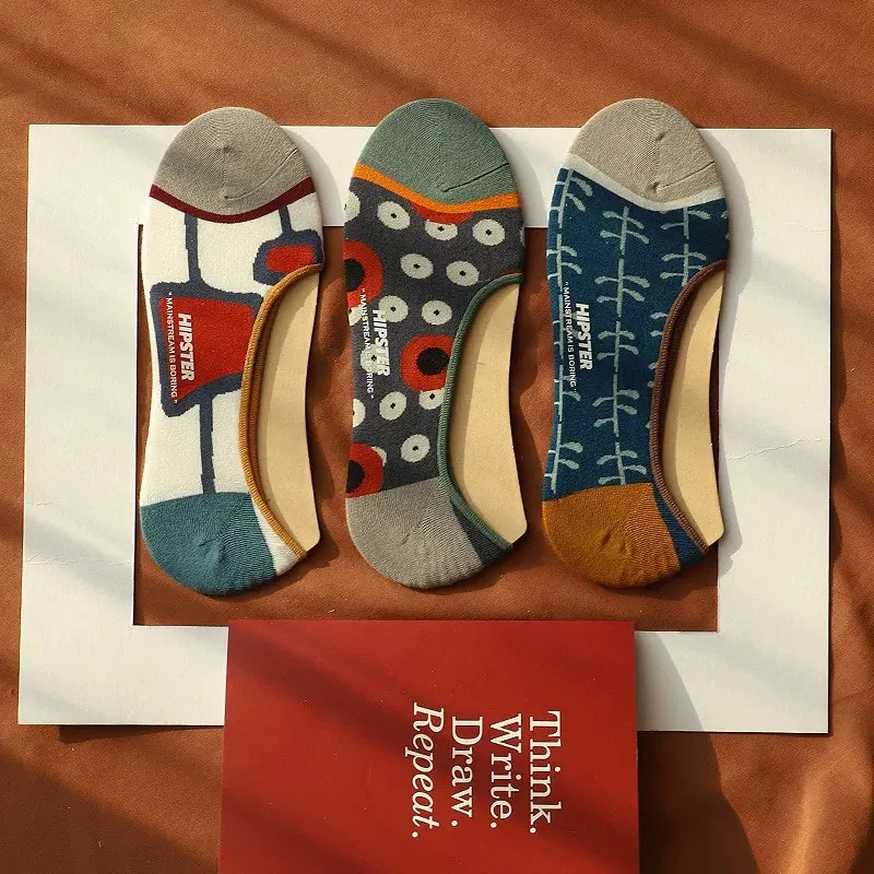 

Носки мужские новые мужские носки жаккардовые Calcetines Hombre Stealth Silica Gel Skarpetki Нескользящие Счастливые Носки мужские хитовые цветные художествен...