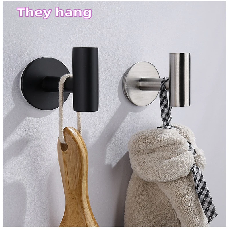 

2pcs Bathroom Robe Hook Towel SUS304 Stainless Round Clothes Hooks Black Wall Mounted Bath Hook Coat Hanger Kitchen Hardware