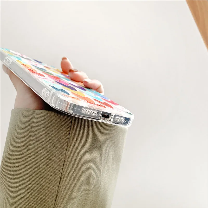 

Cute watercolor love heart Phone case For iphone 12 11 pro max 12mini XS MAX XR X 7 8 plus SE20 transparent Soft silicone cover