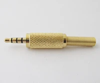 1pc gold 3 5mm 4pole male repair headphone metal audio soldering wspring tail