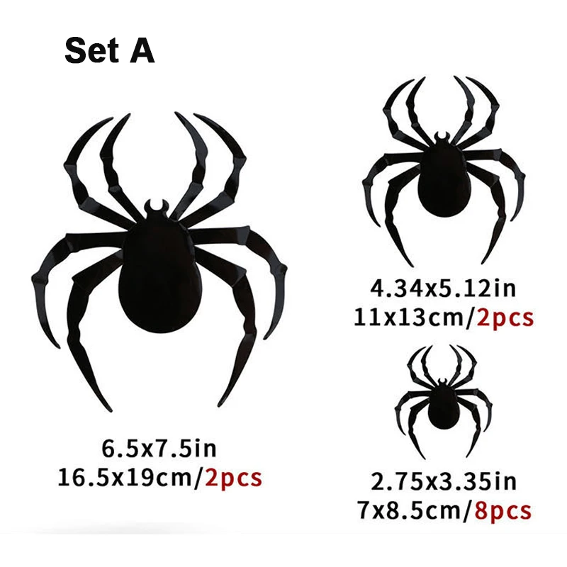 12 шт./компл. Хэллоуин 3D черный паук фотоэлемент своими руками страшный на съемные