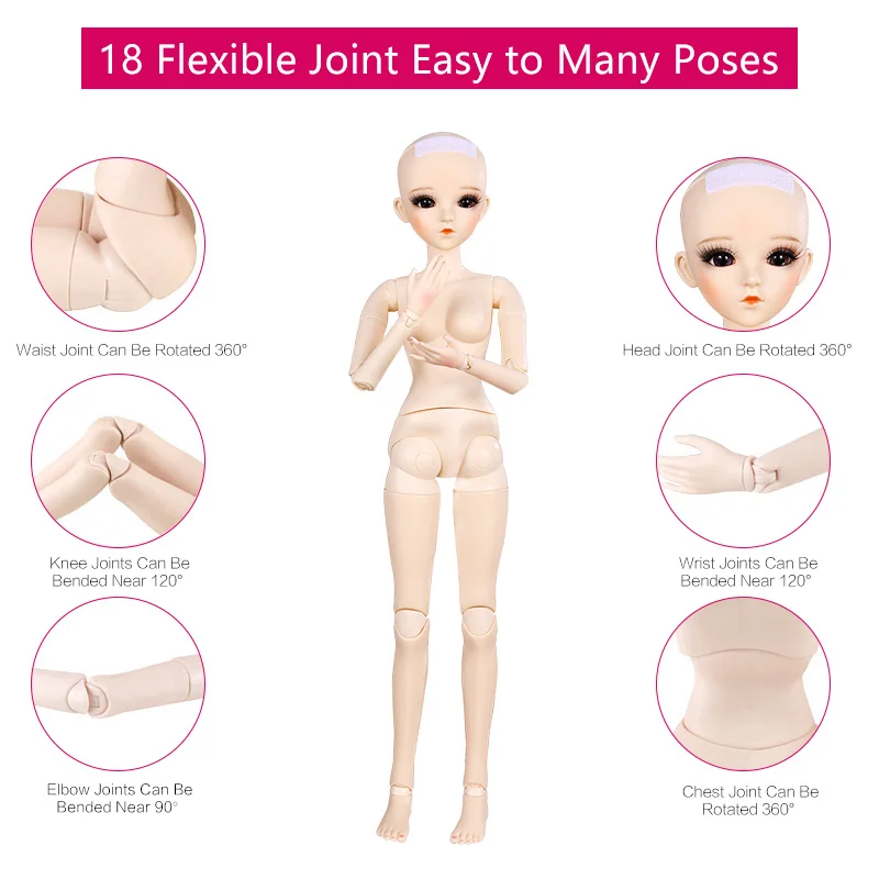 Кукла шарнирная 60 см 18 шарниров с шапкой полный комплект одежды париком одеждой