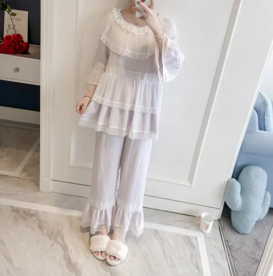 Бесплатная доставка новинка 2019 года осенние женские пижамы принцессы Длинные